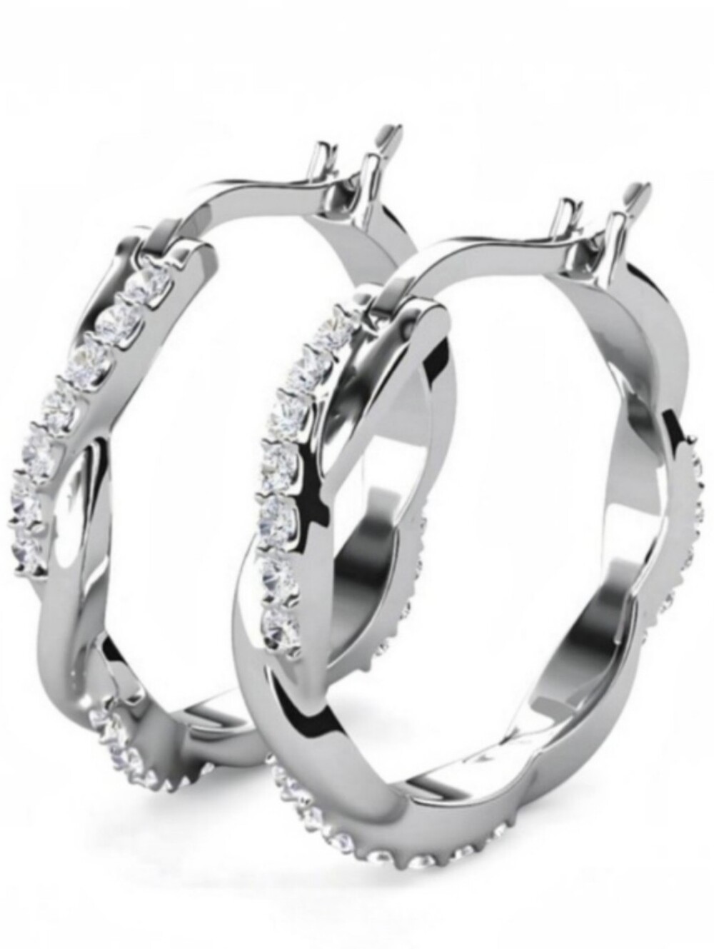 NWT Cate & Chloe 18k White Gold Plated Twisted Hoop Earrings Sz 22.2 mm